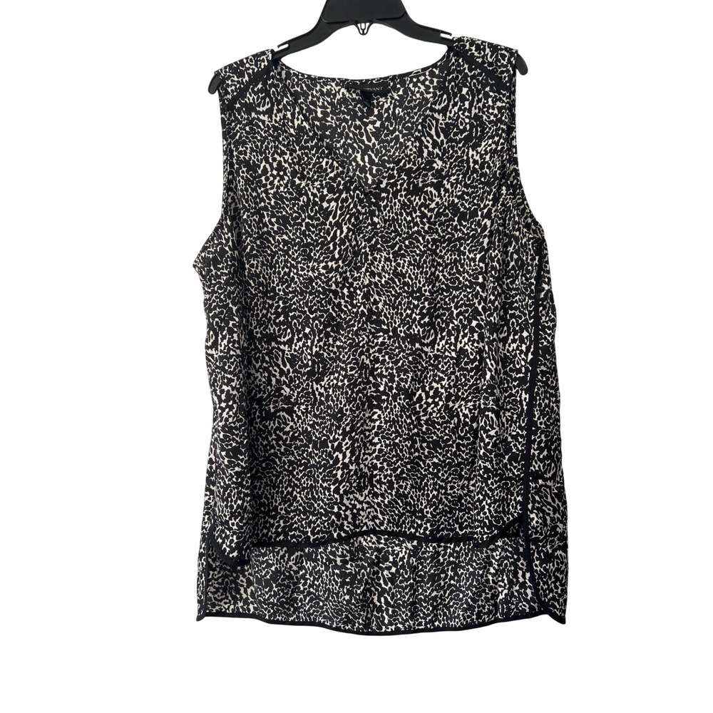 Lane Bryant Black White Leopard Print V-Neck High Low Blouse Tank Top Plus Sz 18